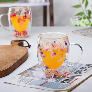 Tazza da Caffè <span class=keywords><strong>con</strong></span> <span class=keywords><strong>Fiori</strong></span> Secchi, Tazza da Tè a Doppio Strato <span class=keywords><strong>con</strong></span> Design Floreale, Regalo in <span class=keywords><strong>Vetro</strong></span> Borosilicato - Product Image 5