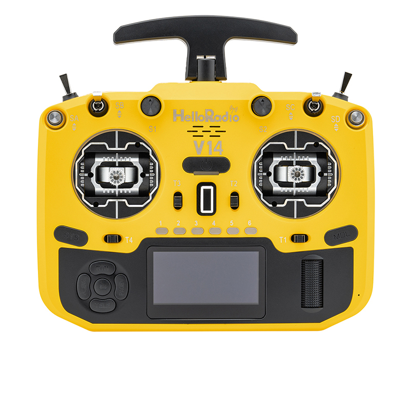 Coque extérieure jaune, éléments décoratifs noirs