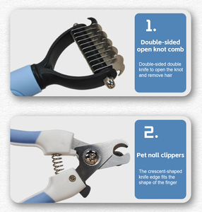 6 in 1 kit per la pulizia degli animali domestici per la pulizia dei peli di cane <span class=keywords><strong>pettine</strong></span> <span class=keywords><strong>a</strong></span> nodo aperto spazzola per massaggi da bagno per cani tagliaunghie - Product Image 4