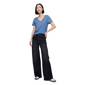 Camiseta de Cuello en V para Mujer, Transpirable, Ligera, de Jersey, Manga Corta, Ajustada, Impresión Personalizada, Fabricante OEM - Product Image 2