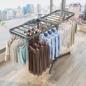 High Level Quality Aluminum Alloy Heavy Duty Standing Foldable Clothes Hanger Drying Racks Collapsible Cloth Laundry Drying Rack
