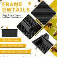 Lot de 10 cadres d'apiculture noirs de 9 1/8 pouces fondations en cire de ruche en plastique ruche profonde ruches d'abeilles cire d'abeille élevage d'animaux