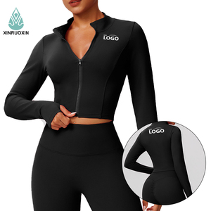 Abbigliamento da Palestra del Produttore, Giacca Sportiva da Donna con Logo Personalizzato, Asciugatura Rapida, Zip, Maniche Lunghe, Aderente, per Yoga e Fitness - Product Image 1