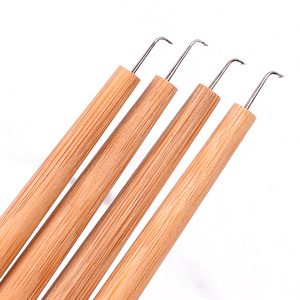 Crochet de <span class=keywords><strong>perruque</strong></span> professionnel pour aérer les perruques à dentelle frontale, aiguille à Long manche en bois avec support, 4 tailles différentes - Product Image 2