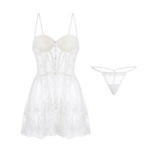 セクシーな下着ランジェリー女性用透明シアーメッシュレースアンダーワイヤーチェストパッドスリップナイトガウンベビードールGR1730 - Product Image 4