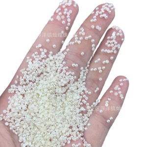 Perles acryliques demi-rondes blanches et beiges plates pour embellissement d'ongles DIY, accessoires, perles dispersées de 3 mm - Product Image 5