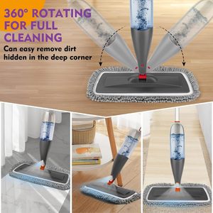 Mopa Plana Mágica para Limpieza de Pisos Domésticos y Comerciales, 3 Cabezales de Microfibra, Botella de 800 ml con Rociador, Mopa Giratoria para Limpiar Pisos - Product Image 4