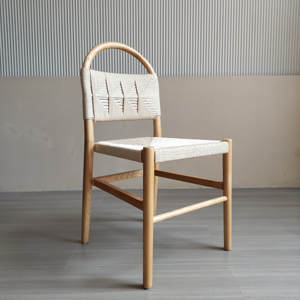 Sedia da pranzo moderna in legno per feste nuziali e per eventi, schienale intrecciato, sedia in corda - Product Image 3