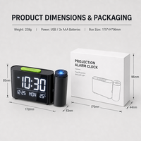 Jam Alarm Proyeksi Waktu Elektronik ABS Baru Layar LCD Besar 12/24 Jam Tampilan Suhu Dalam Ruangan Alarm Hari Kerja Sentuh Snooze USB