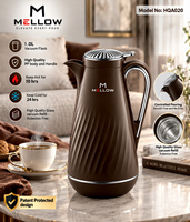 Carafe à café isotherme OEM polie 1,0 L marron foncé à motif vague diagonale, avec revêtement en verre PP, poignée brillante et couvercle radiant pour café