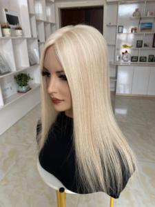 ผมแท้สีบลอนด์บาลายาจผมคนยุโรปยังไม่ผ่านการแปรรูปท็อปเปอร์ฐานลูกไม้โมโน5X6สำหรับผู้หญิงผมร่วง - Product Image 4