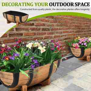 Whiskey Planters Half With Removable Drain Screen Plant Flower Plastic <b>Wine</b> Planter <b>Containers</b> for Indoor Outdoor Garden - Product Image 4
