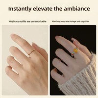 Bague extensible en perles de turquoise et ambre, style chinois, en verre, pour femme et unisexe, bijoux géométriques ovales en pierre naturelle, vente en gros