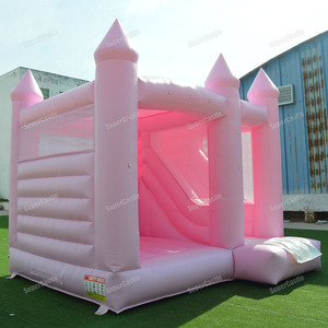 Pastel Pink Inflatable <strong>Bounce</strong> <strong>House</strong> Wedding Themed Commercial Grade Jumping Castle With Slide For Kids Birthday Party Rental - Product Image 2