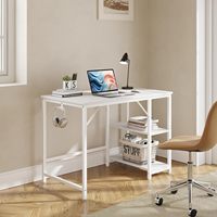 Bureau d'ordinateur blanc 40 pouces avec étagères Bureau à domicile robuste avec grand espace de rangement Table pour ordinateur portable d'écriture d'étude de jeu