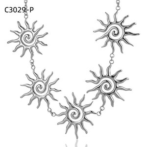 Collar con Colgante de Sol Amy Amy, Chapado en Plata, Estilo Bohemia, Joyería de Moda para Mujer, para Fiestas y Uso Diario, Cadena de Eslabones - Product Image 1