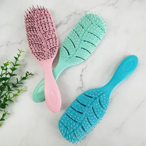 Ningbo Beilun Lonsyne Hair Brush Manufacturer Custom Logo Leaf Shape ABS Plastic Material With Special Pattern Texure Hair