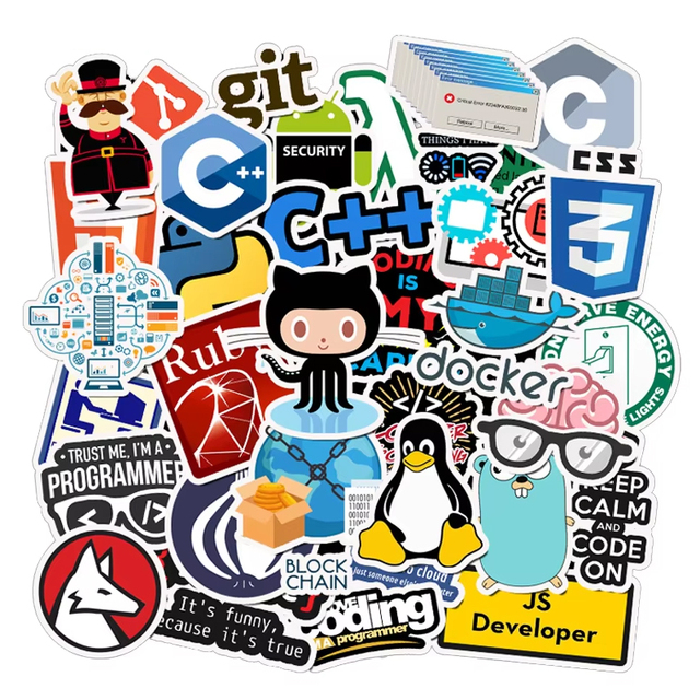 50pcs Vinyl Programming Graffiti Stickers Custom Printed Cartoon Waterproof Office Computer Decorative Stickers for Skateboard