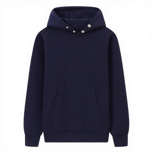 เสื้อสเวตเชิ้ตมีฮู้ดสีพื้นสำหรับผู้ชายทรงโอเวอร์ไซส์ลำลองถักนิตติ้งแขนยาวมีกระเป๋าใส่ของสำหรับฤดูใบไม้ร่วง - Product Image 5