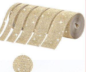 Tiras de diamantes de imitación autoadhesivas de fusión en caliente Crystal <span class=keywords><strong>AB</strong></span>, cinta de vidrio DIY, pegatina de Stass con purpurina, rollo de cinta para regalo - Product Image 5