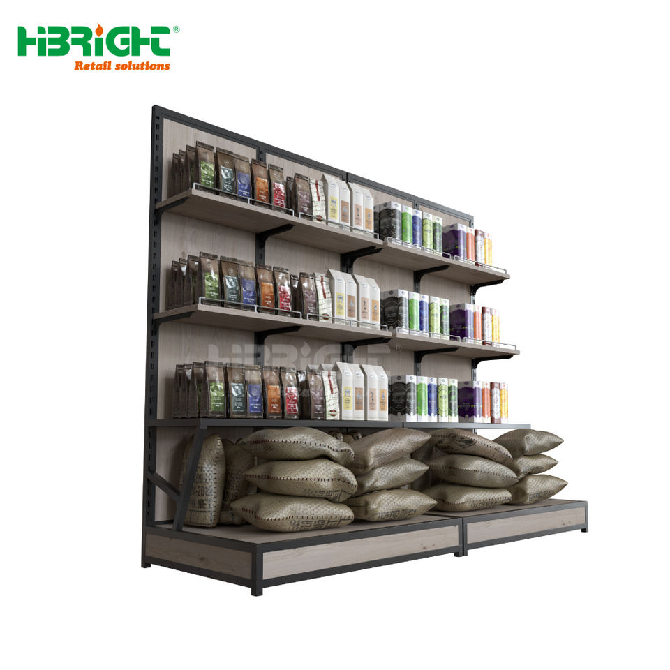 Rice Flour Rack Metal Epoxy Powder Coated Supermarket Shelf Display Rack Heavy Duty ...