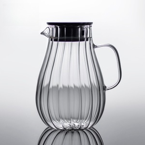 Bouilloire à eau froide en verre borosilicate haute résistance, style européen moderne, rayée, écologique, avec couvercle, grande taille - Product Image 2