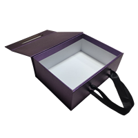 Boîte à bijoux de luxe personnalisée de couleur violette en carton ondulé, mini valise, boîte cadeau magnétique pour parfum