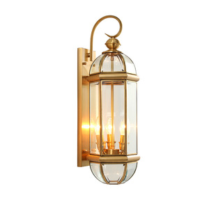 Applique murale d'extérieur de style européen Simple Luxury Villa Garden Corridor Vintage <span class=keywords><strong>Deco</strong></span> Wall Lamp Classic Brass E14 Outdoor Lights - Product Image 1