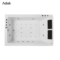 Baignoire autoportante rectangulaire moderne de massage, portable, en acrylique, avec drain, écologique, garantie 5 ans, facile à nettoyer