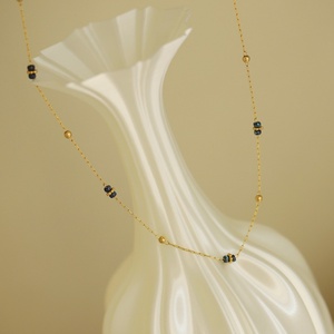 Fashion Classic <b>Necklace</b> 18K Gold Plated Small Round Chain Gemstone Glass Bead <b>Necklace</b> Women's Bracelet Fashion <b>Set</b> - Product Image 2