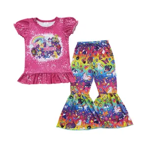 Vibes bell bottom set RTS no MOQ girls clothing sets kids clothing kids wholesale girls clothing baby clothes yawoo garment