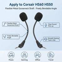 Accessoire de microphone de remplacement détachable compatible avec Corsair HS60, HS50 modèle 002, pièce de réparation pour casque de jeu