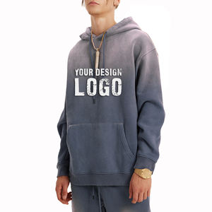 High Street Heavyweight Washed Distress Loose <b>Men's</b> <b>Hoodie</b> Autumn Winter Spray Dyed Gradient Color Oversized Hoodies For <b>Men</b> - Product Image 2