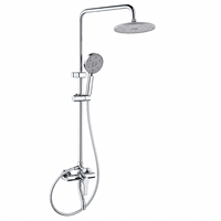 Ensemble de douche complet apparent en acier inoxydable 304 chromé, haute pression, avec douchette à main et pommeau de douche pluie
