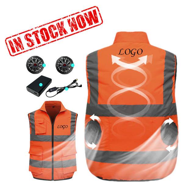 OEM/ODM Casual Breathable Hi Vis Work Cooling Sleeveless Jacket & Reflective Vest with Body Cooling Fan for Summer