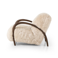 Fauteuil simple en tissu de laine moderne FERLY, fauteuil avec structure en bois massif et coussin épais, meubles de salon