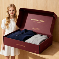 Boîte en carton ondulé personnalisée de luxe avec logo imprimé, carton rose pliable pour l'emballage d'expédition de cadeaux de marque de vêtements (pulls)