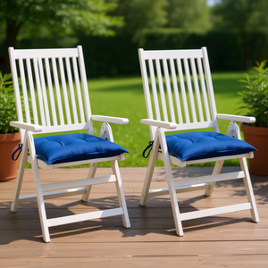 ชุดเบาะรองนั่งกลางแจ้ง 2 ชิ้น ผ้าอ็อกซ์ฟอร์ดสีน้ำเงิน ทรงสี่เหลี่ยม กันน้ำ ถอดซักได้ ใช้ได้ทุกฤดู สำหรับระเบียงหรือลานบ้าน - Product Image 2