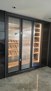 Enfriador de vino y bebidas con puerta de vidrio de doble capa personalizado de gama alta con control climático con elegante gabinete de bodega - Product Image 3