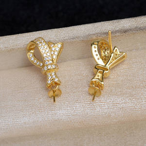 Base para Pendientes de Plata S925 con Forma de Mariposa, Accesorio para Joyería de Perlas de 8-10 mm, JG5968, Producto Semiterminado, Tamaño de 3 mm - Product Image 3