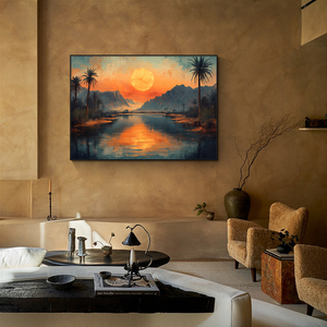 <span class=keywords><strong>Pintura</strong></span> al Óleo <span class=keywords><strong>de</strong></span> Paisaje con Amanecer Pintada a Mano Personalizada sobre Lienzo, Arte <span class=keywords><strong>de</strong></span> <span class=keywords><strong>Pared</strong></span> <span class=keywords><strong>para</strong></span> Decoración del Hogar, Impermeable y Ecológico - Product Image 5