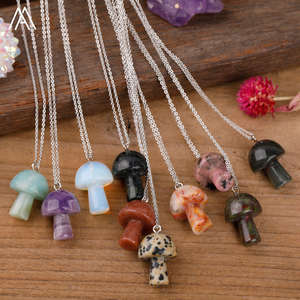 Collar de Piedras Preciosas con Forma de Hongo al <span class=keywords><strong>por</strong></span> Mayor, Cadena Chapada en <span class=keywords><strong>Oro</strong></span>, Colgante de Cristal, Gargantilla para Mujer, Joyerí<span class=keywords><strong>a</strong></span> Bohemia para Fiesta, Regalo - Product Image 5