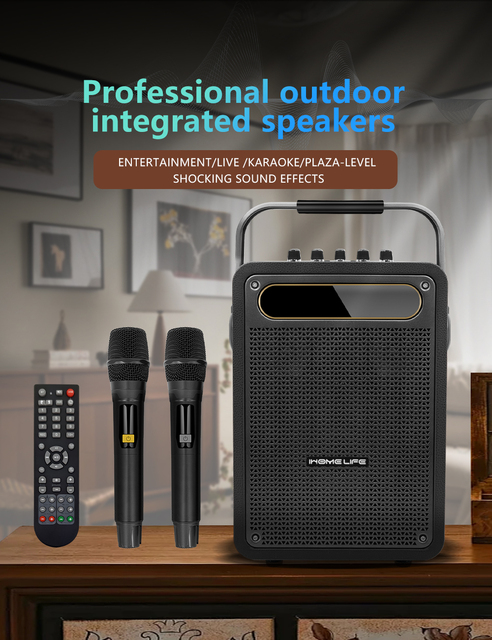 OEM Portable BT Karaoke Speaker Built-in Battery Type-C Charging Guitar Input Outdoor Performance Speaker
