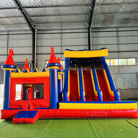 Combo château gonflable et toboggan aquatique sec/humide, château gonflable d'extérieur en PVC