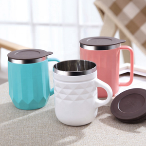 12OZ-350ML <strong>Double</strong> <strong>Wall</strong> Vacuum Insulated Stainless Steel Stemless Wine <strong>Glasses</strong> With Brown Lid - Product Image 2