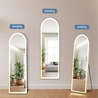 Espejo Arqueado de Cuerpo Entero con Luz LED, Personalizable, de Pie o para Montar en la Pared, para Dormitorio, Vestidor o Sala de Estar