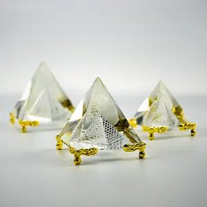 Peso de pirâmide egípcio de vidro transparente de 8cm, as grandes pirâmide padrões