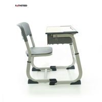 Ensemble bureau et chaise pour étudiant universitaire, hauteur fixe, mobilier scolaire moderne, structure métallique, table d'étude individuelle pour salle de classe