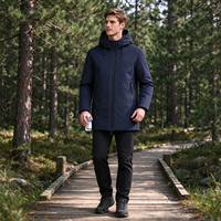 Veste Rembourrée Homme Capuche Polyester Coupe-Vent Hiver Logo Personnalisé