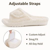 Chaussons d'intérieur pour femme, style coréen, à bout ouvert, respirants, légers, en suède, avec doublure en polaire Teddy, adhésion à froid, avec support de voûte plantaire en plastique
